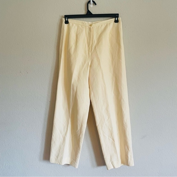 Casual Corner Pants - Casual Corner woman's coastal yellow linen pants size 10 old money cropped